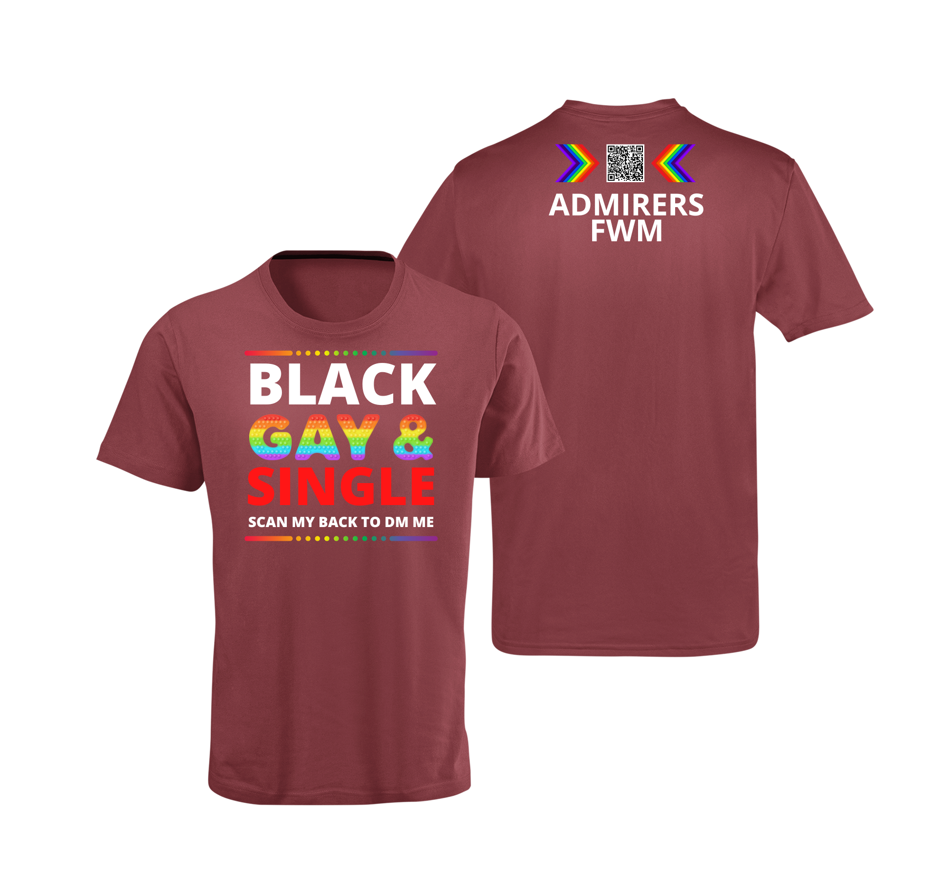 Black Gay & Single QR Code T-Shirt