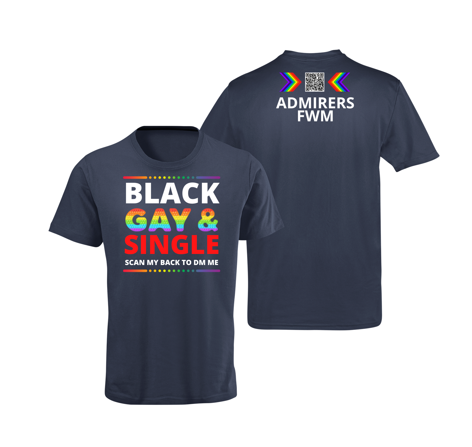 Black Gay & Single QR Code T-Shirt